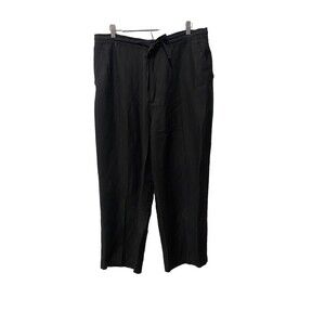 Joe Martin Black Wide Leg Linen blend Slacks Waist Tie with Pockets Sz XXL